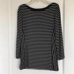 WHBM Striped 3/4 Sleeve Lined Top